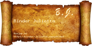 Binder Julietta névjegykártya